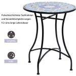 Trädgårdsbord Stabil Blå Vit Metall för Altan och Balkong Runt Matbord för Utomhusbruk Väderbeständig Design för Fika Ø60 x H71cm