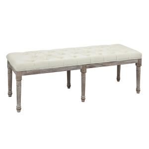 Stoppad Sängbänk i Vintagestil med Knappar, Sammet, Gummiben, Beige, 142 x 47 x 51 cm