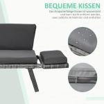 Loungegrupp i Konstrotting 2 Delar, Bekväm 2-Sitsig Soffa med Fällbara Armstöd, Väderbeständig Utemöbel för Balkong, Grå, 129 x 63 x 67 cm