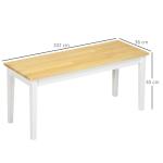 Bänk 2-Sits Bänk Vit av Furu för Matsal och Kök Lantlig Stil Lastkapacitet upp till 220 kg Robust Design 102 x 36 x 45 cm