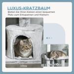 Skrapstolpe Kattträd Ljusgrå av Sisal och Plysch för Katter Höj och Sänkbar med Lutningsskydd Stabila Sittplattformar 2,25-2,55 m