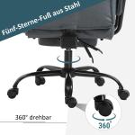 Kontorsstol med Liggfunktion och Nackstöd Ergonomisk Skrivbordsstol Fällbart Ryggstöd 150° Upp till 135 Kg Grå