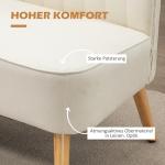 Soffa Loveseat 2-Sits Krämvit av Tyg med Linnelook och Trä för Vardagsrum Dubbelsoffa med Träben Lastkapacitet upp till 150 kg 117 x 56,5 x 77 cm
