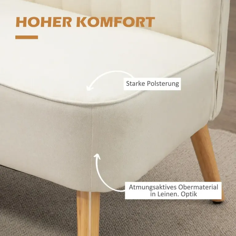 Soffa Loveseat 2-Sits Krämvit av Tyg 117 x 56,5 x 77 cm