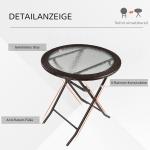 Campingbord Fällbart Bord Svart av Stål och Plast med Rottingdekoration för Trädgård och Picknick Robust och Bärbar Rund Design Ø 68 cm