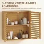 Väggskåp Badrum Naturfärgad Bambu för Badrum och Kök Hängande Skåp med Ribbade Dörrar och Justerbar Hylla 60x20x60 cm