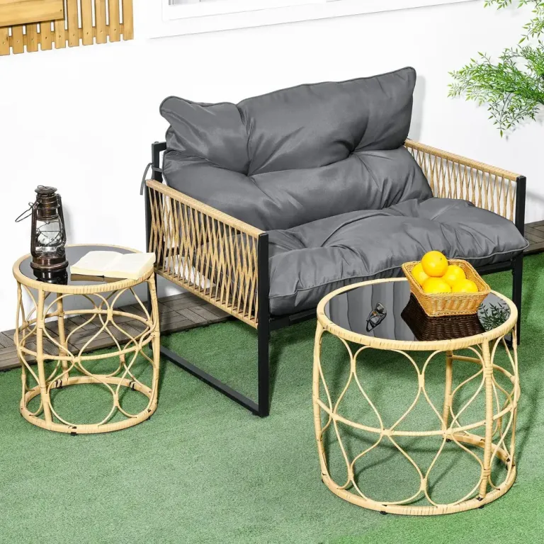 Sidobord Soffbord Khaki av Rotting och Glas Set 2