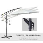 Hängparasoll med Vevmekanism Fribärande Solskydd Stålstativ Stor Skuggyta för Uteplats Krämvit 300 Cm