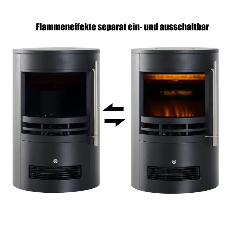 Elektrisk Kamin med LED-Flamma 2000 w, Svart