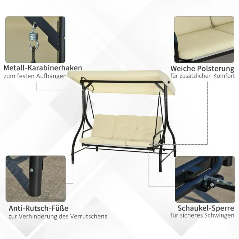 Hammock 3-Sits 2-i-1 195 x 117 x 175 cm