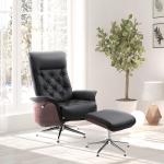 Snurrbar Relaxfåtölj med Pall Bekväm TV-Stol Chesterfield-Stil Justerbart Ryggstöd Brun 82 X 83 X 110 Cm