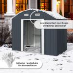 Verktygsbod Trädgårdsskåp Mörkgrå av Stål för Trädgård Väderbeständig Bod med 2 Skjutdörrar och Hyllfundament 238 x 132 x 198,5 cm