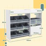 Barnhylla Leksaksförvaring Vit av Trä och Tyg för Barnrum Bokhylla med 11 Lådor och Toppfack 105 x 30 x 80 cm