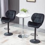 Barstolar i Konstläder 2-Pack, Snurrbara Köksstolar med Ryggstöd, Justerbar Höjd och Bekväm Sits, Svart, 51,5 x 57,5 x 93-114,5 cm