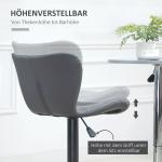 Barstol Bänkpallar Grå av Metall och Plast för Kök och Bar Set om 2 med Ryggstöd och Fotstöd Halkfri