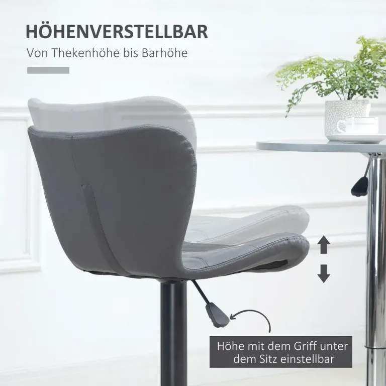 Barstol Bänkpallar Grå av Metall och Plast och Bar Set om 2