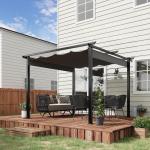 Pergola med Skjutbart Tak, Modern Trädgårdspaviljong i Aluminium, Justerbart Solskydd för Uteplatsen, Grå, 2,95 x 2,95 m