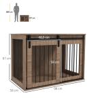 Låsbar Hundlåda, Trälook, Rustik Design, Valnöt + Svart, 98 x 58 x 67 cm