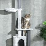 Skrapstolpe Kattträd Grå av Sisal och Plysch för Katter Takhög Klösmöbel med Kattgrotta och Spelboll 225-255 cm