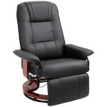 Relaxstol TV-Stol Vilstol med Fotstöd Konstläder 360° Snurrstol 145° Lutbar Svart 78 X 87 X 100 Cm