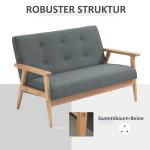 2-Sitsig Soffa i Linnetyg, Kompakt Tygsoffa med Träben, Bekväm Sittplats för Det Lilla Vardagsrummet, Grå, 115 x 66,5 x 73 cm
