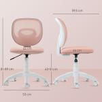 Kontorsstol Barn Rosa Tyg och Plast för Barnrum och Skrivbord Ergonomisk Skrivbordsstol med C formad Ryggstöd Höj och Sänkbar Sits Bekväm