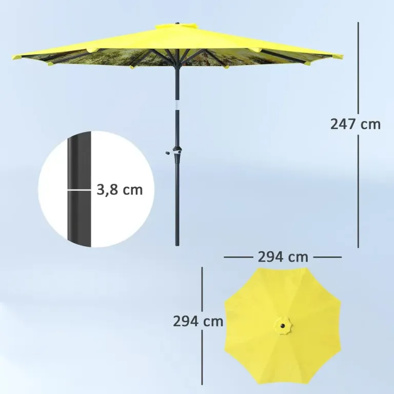 Parasoll Marknadsparaply Åttkantigt Gul av Polyester 300 cm