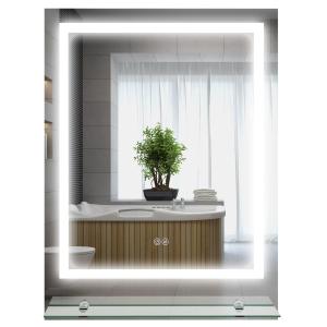 Badrumsspegel Väggspegel Silver av Glas för Badrum LED Belysning med Touch och Anti-Imma 70 x 50 cm