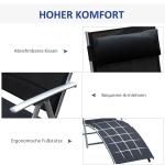 Solstol Trädgårdsstol Svart Metall och Tyg för Strand och Terrass Hopfällbar med Kuddar 137 X 63,5 X 100,5 Cm