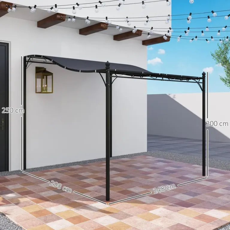 Påbyggnadspaviljong Pergola med Tak 2,5 x 3 x 2,5 m