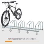 Cykelställ Flexibelt för 5 Cyklar Utbyggbart Golv- eller Väggmonterat Passar Däck Upp till 55 Mm Galvaniserat Stål Silver 130 X 33 X 27 Cm