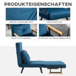 Bäddsoffa Relaxstol Blå av Sammet och Metall för Vardagsrum Sängfunktion med Justerbart Ryggstöd och Ryggkudde 63 x 73 x 81 cm