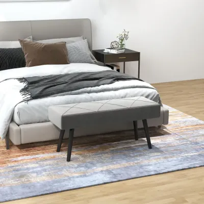 Klädd Bänk Sängbänk Grå av Tyg 100 x 36 x 45 cm