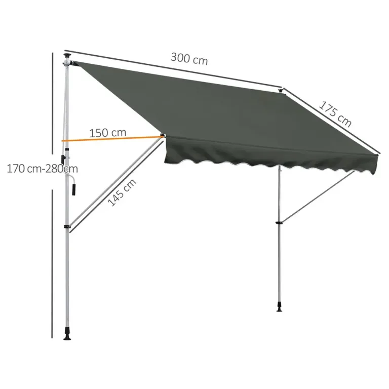 Klämmarkis med Handvev Höjdjusterbar Ledarmsmarkis 150 cm