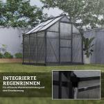 Växthus Stabil Silver Aluminium för Odling i Trädgården med Fundament och Takfönster samt Skjutdörr UV-skyddad Kanalplast 190 x 192 x 201 cm 3,65 m²