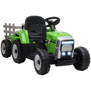 Eltraktor Barnelbil Flerfärgad av Plast för Barn med Släp och Fjärrkontroll Åktraktor med MP3 Funktion Strålkastare Rolig Lek