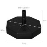 Rund Parasollfot för Trädgård, Fyllbar Paraplyfot i Plast, Stabil Hållare för Parasollstång 38-48 mm, Svart, 60 x 36 cm