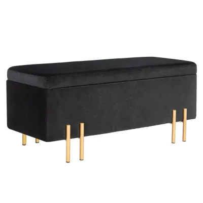 Stoppad Förvaringsbänk Metall Gummiträ 100 x 40 x 42 cm