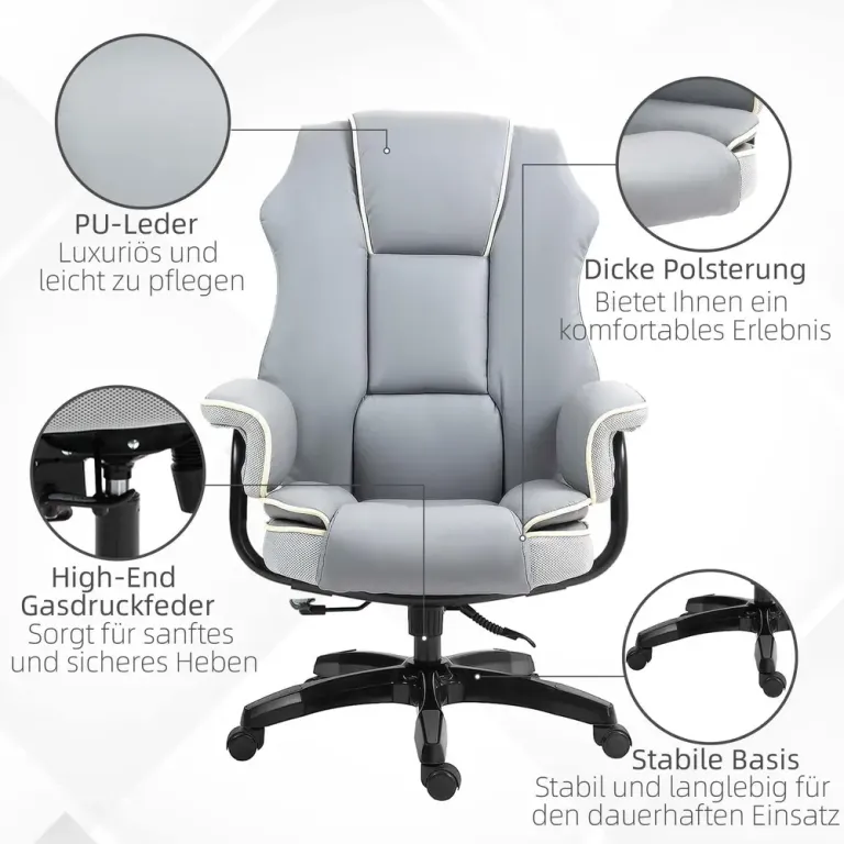 Ergonomisk Kontorsstol Chefsstol Höj- & Sänkbar 194-249 cm