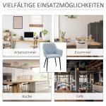 Matsalsstolar i Linnetyg 2-Pack, Bekväma Kökstolar med Armstöd och Metallben, Modern Design för Matplatsen, Blå, 59,5 x 56,5 x 81 cm