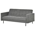Bäddsoffa 3-Sits i Vintage-Stil, Fällbar Soffa med Träben i Eukalyptus, Bekväm Gästsäng i Bomullstyg, Grå