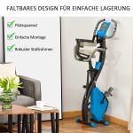 2-i-1 Motionscykel med Träningsband, Hopfällbar X-Bike med LCD-Display, Kompakt Träningscykel för Hemmafitness, Svart/Grå, 97 x 51 x 115 cm