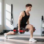 Hantelset 6 i 1 Justerbart Röd Kompositmaterial för Hemmaträning 20 kg Viktsats med Skivstångsfunktion och Kettlebellgrepp Mångsidig Utrustning