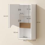 Väggskåp Badrum Vit MDF för Toalett och Badrum Hängande Skåp med Soft Close-Dörr och Hylla Platsbesparande 30 × 17 × 67 cm