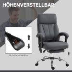 Kontorsstol Chefsstol Mörkgrå av Tyg och Metall för Kontor Ergonomisk Massagestol med Liggfunktion Höj och Sänkbar