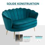 Soffa Loveseat 2-Sits Mörkgrön av Sammetslook ve Trä för Vardagsrum ve Sovrum Tjockt Stoppad Modern Dubbelsoffa 130 x 77 x 77 cm