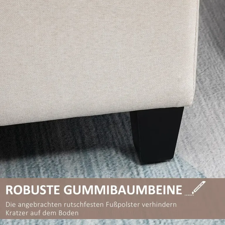 Sittbänk med Förvaring i Linnelook Krämvit 100 x 40 x 44 cm