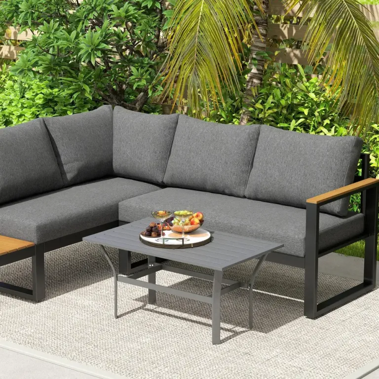 Sidobord Balkongbord med Lamelldesign 91,5 x 55 x 45 cm