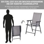Hopfällbara Campingstolar 2-Pack, Bekväma Fiskestolar med Armstöd, Lättviktiga Utestolar i Metall, Grå, 58 x 64 x 94 cm