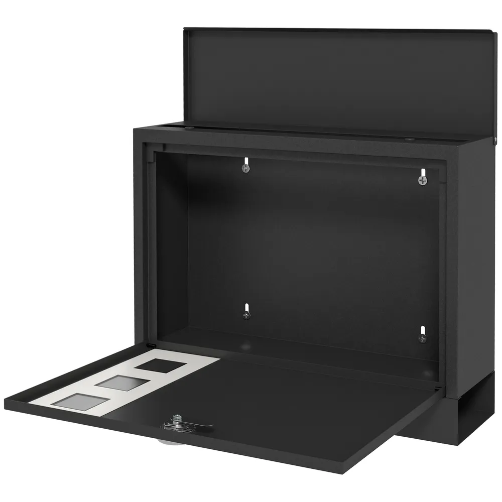 Brevlåda Väggpostlåda Svart av Metall 36,5 x 11,5 x 29 Cm